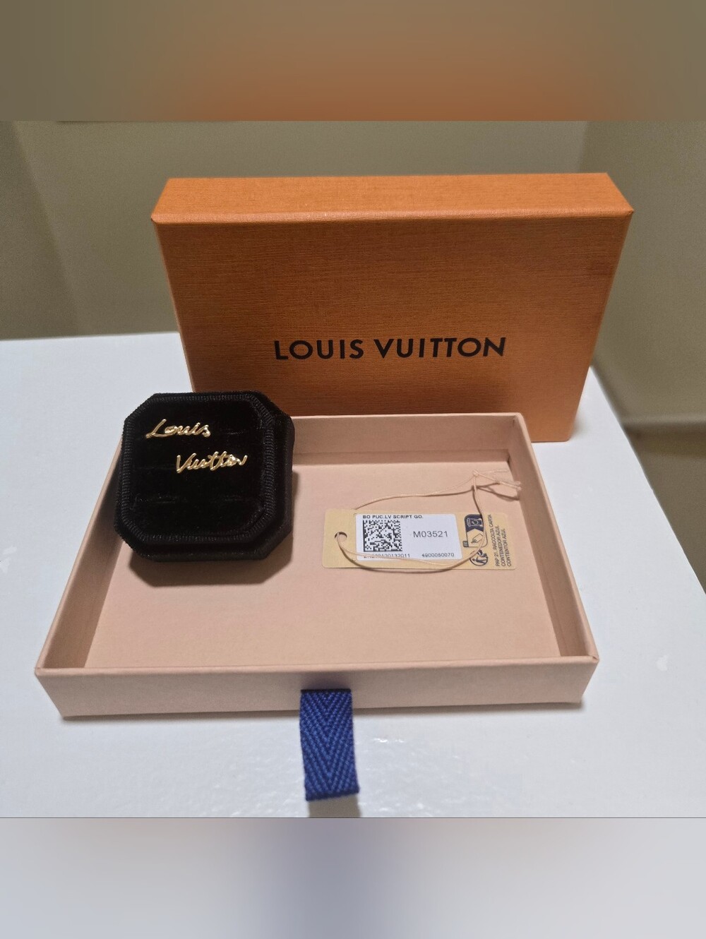 **BRAND NEW** Louis Vuitton Gold Script Stud Earrings